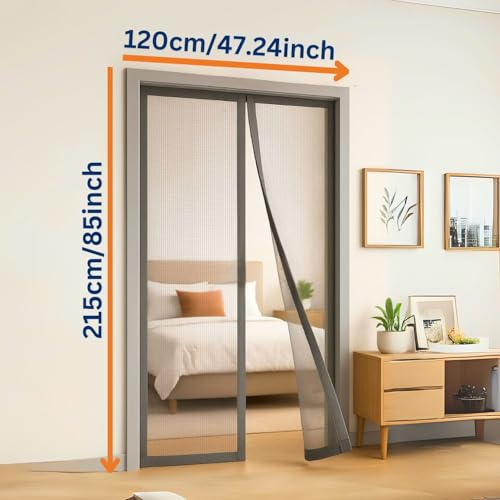 Royalkart 120x215cm Grey | Magnetic Mosquito Net for Door | Fiberglass Screen Curtain with 34 Magnets | Auto-Closing Mesh to Keep Mosquitoes Out - Image 3
