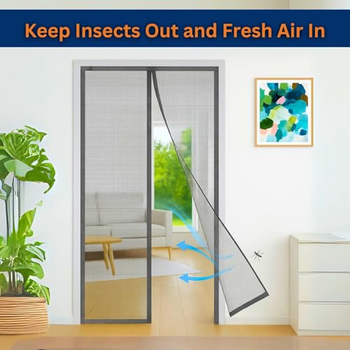 Royalkart 120x215cm Grey | Magnetic Mosquito Net for Door | Fiberglass Screen Curtain with 34 Magnets | Auto-Closing Mesh to Keep Mosquitoes Out - Image 5