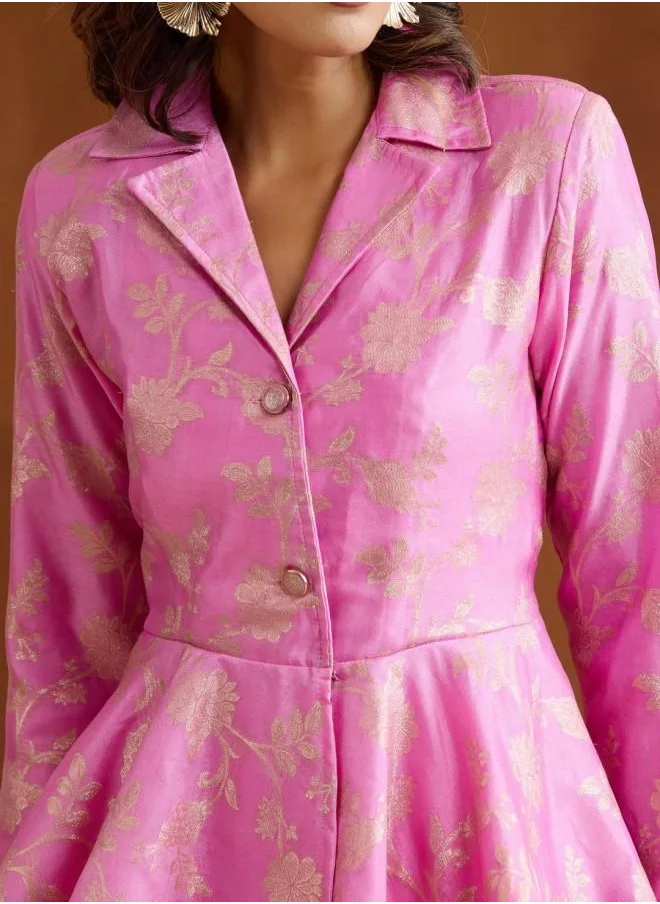 آي شين Pull over Women Lilac Poly silk Co-ords with Embroidered pattern Tunic and Palazzo features a Round neckline and Three-Fourth Sleeve secured with Pull over closure and styled in Straight Fit ideal for Festive moments — a must-have for your statement wardrobe.
