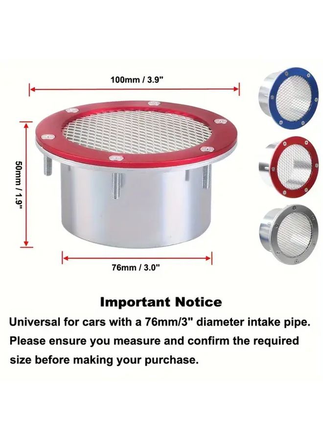 Universal 3 Color Silvery Aluminum Alloy Car Hood Vent Scoop Racing Air Duct Pipe Cold Air Intake Accessory For Modified Auto Exhaust System 76mm 2.9in - Image 3