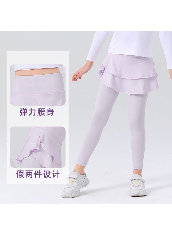 Children's Sports Pants Fake Two-piece Ice Sunscreen Skin-friendly Yoga Pants Sunscreen Quick-dry Outdoor Sports Pants - Image 2