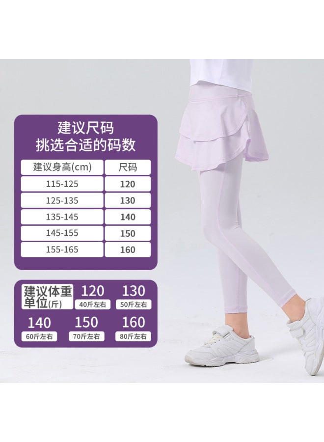 Children's Sports Pants Fake Two-piece Ice Sunscreen Skin-friendly Yoga Pants Sunscreen Quick-dry Outdoor Sports Pants - Image 3