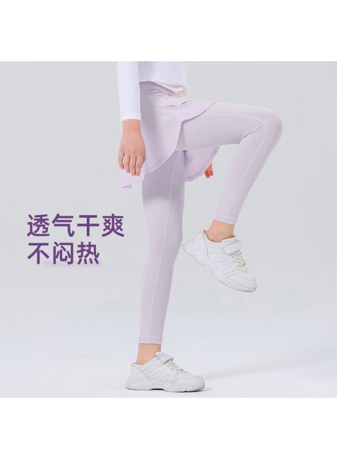 Children's Sports Pants Fake Two-piece Ice Sunscreen Skin-friendly Yoga Pants Sunscreen Quick-dry Outdoor Sports Pants - Image 4