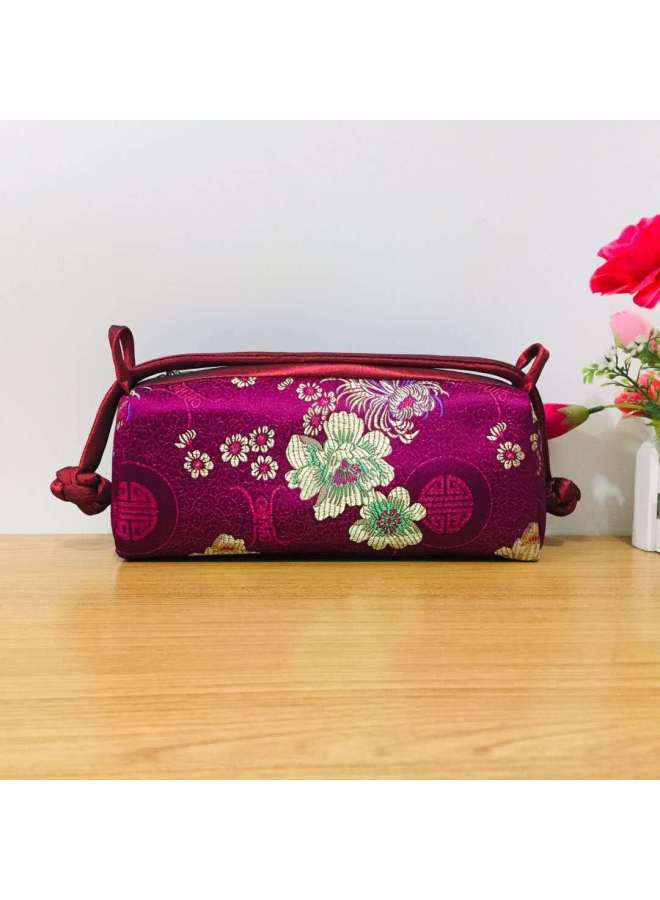 Button Handbag Chinese Style Cheongsam Matching Bag Makeup Storage Bag Evening Bag Classical Style Gift Giving Gifts-Color:Pink Dragon - Image 4