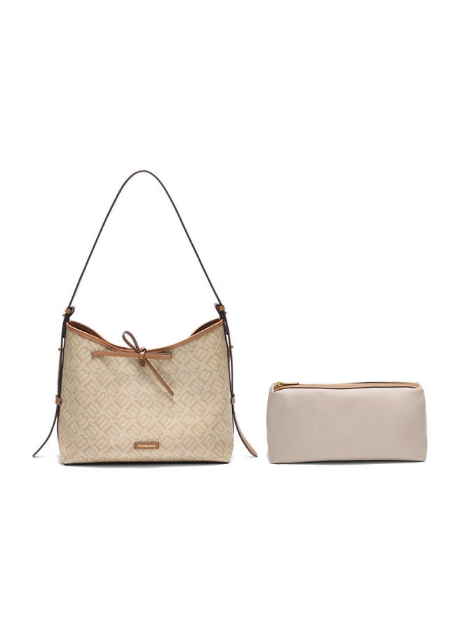 Belle New Year Gift Women's Bag 25 New Retro Seagull Monogram Hobo Tote Bag X7326dx5 Apricot - Image 4