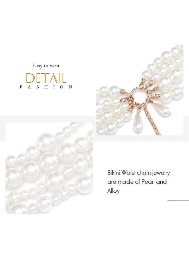 SHOP Pearl Belly Chain Layered Waist Body Chains Bikini Belly Jewelry Fashion Beach Rave Party Club Body Accessories Jewelry for Women and Girls - Image 1