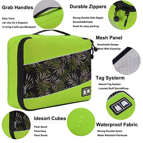 Idesort 8 Set Packing Cubes, Travel Luggage Bags Organizers Mixed Color Set (Rose Green) - Image 3