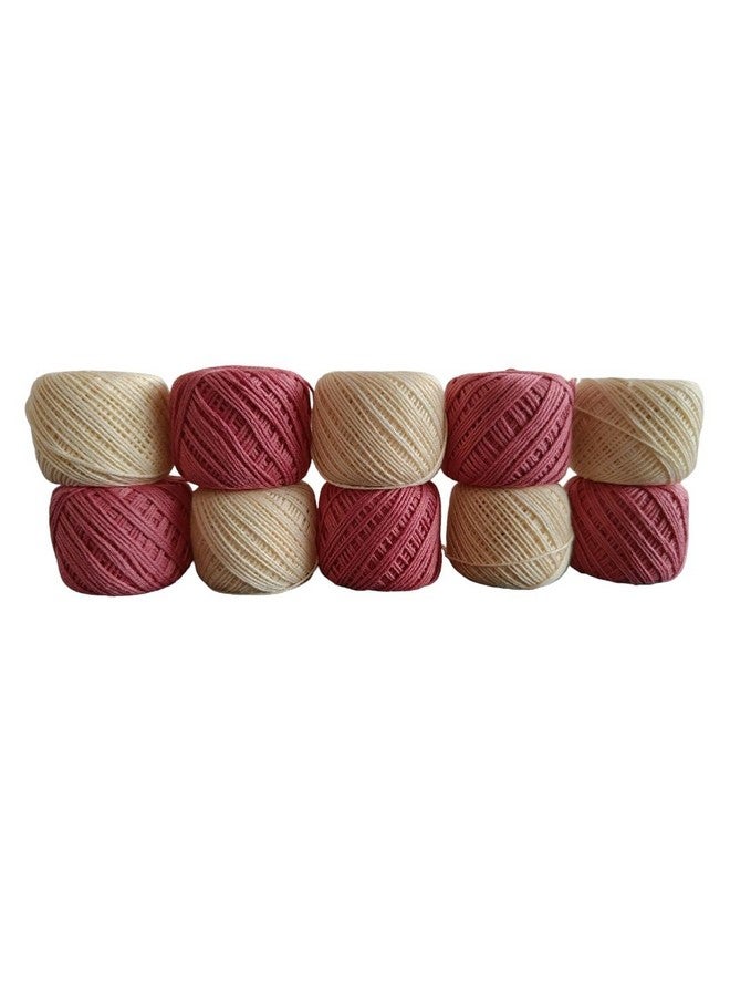 ELEXIQ Crochet Cotton Thread Yarn For Knitting And Craft Making Combo Pack Of 10 Roll (Multicolour) (Dark Pink + Cream), 180 Gram - Image 2