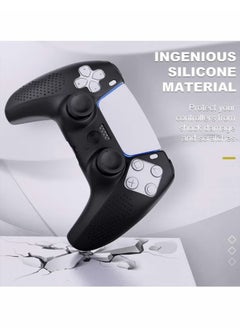 Generic مجموعة واحدة من حافظة غطاء وحدة التحكم + مجموعة 8 مقابض إبهام متوافقة مع جهاز Sony PS5 Playstation 5 - جل سيليكون ناعم واقٍ وأغطية عصا مضادة للانزلاق لألعاب الفيديو Gamepad باللون الأسود  - Image 5