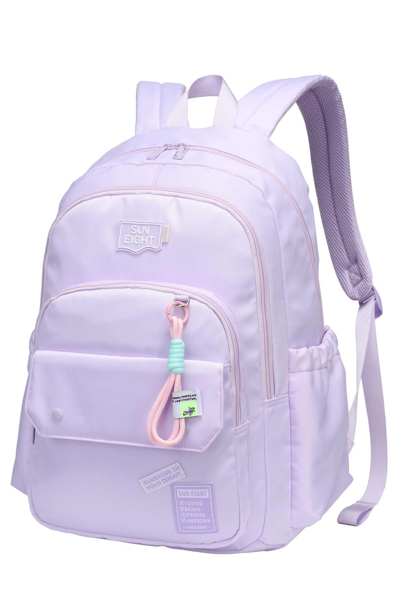SUN EIGHT Premium 18.5-inch Light Weight School Backpack Water Resistant Polyester Purple Daypack for Girls, SE8485, Purple - Image 1
