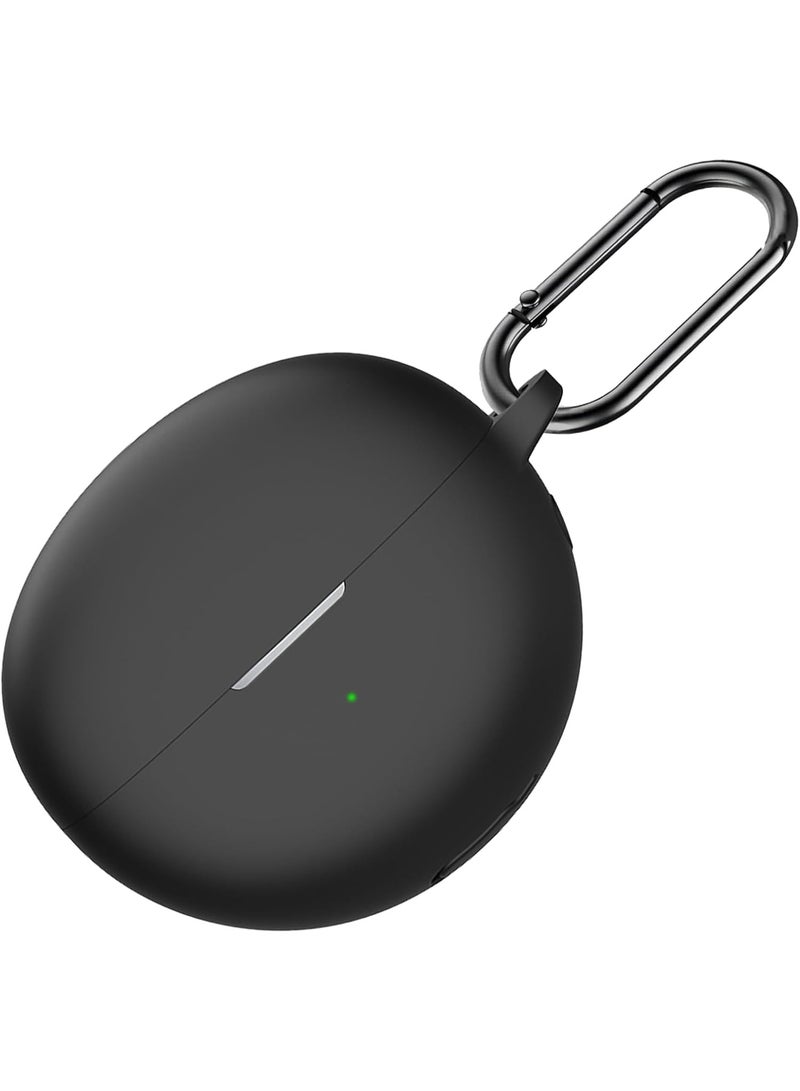 أكاليكس جراب سيليكون لسماعات Huawei freeclip، مقاوم للصدمات والسقوط والغبار، مزود بضوء LED مرئي، غطاء واقي مع حلقة مفاتيح متوافق مع سماعات Huawei freeclip | أسود - Image 1