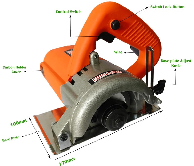 Inditrust Dumdaar 1400 W Marble cutting machine with 1pc Marble Cutting blade set Handheld Tile Cutter 110mm (ORANGE) - Image 3