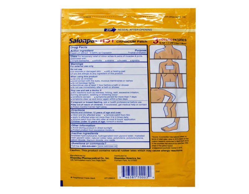 Salonpas لصقة سالون باس - فلفل حار 3 عد (عبوة من 6) - Image 3