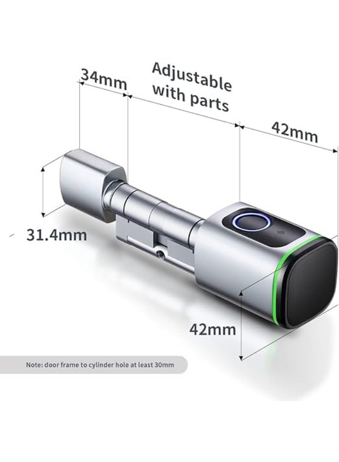 Smart door lock with free battery, fingerprint sensor, and Bluetooth app (Arabic language support not confirmed), biometric lock with two keys and two RFID cards, waterproof, by Rodsella, silver. - Image 2
