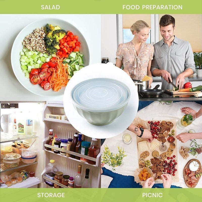 JENY Round Multipurpose Storage Containers Salad Mixing Bowls Set Soup Cereal Nuts Salad Fruit Rice and Noodle Bowl with airtight lid for Home Kitchen 3 pcs