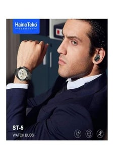 Haino Teko Smart Watch ST-5 Watch Buds With Built-in Bluetooth Earphones Round AMOLED Screen With Wireless Charging  - Image 2