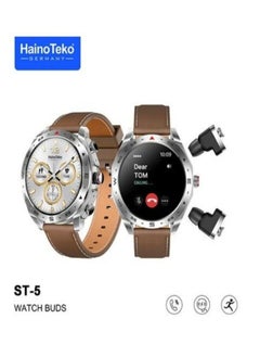 Haino Teko Smart Watch ST-5 Watch Buds With Built-in Bluetooth Earphones Round AMOLED Screen With Wireless Charging  - Image 1