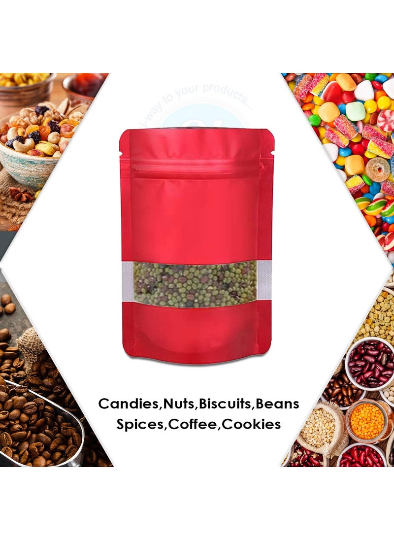 SKY FLEXI PACK SKY FLEXI PACK Ziplock Matte Finish Polyester Pouch 11 x 17cm Red Pack of 5 Airtight Reusable Waterproof Stand Up MultiPurpose Storage Bags with Transparent Window Capacity 100gm  - Image 5