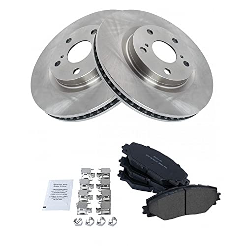 TRQ Front Disc Brake Rotor & Metallic Brake Pad Kit Set Compatible with 2009-2013 Toyota Marix / 2006-2018 Toyota Rav4 / 2011-2016 Scion tC / 2009-2010 Pontiac Vibe - Image 2