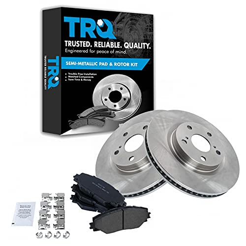 TRQ Front Disc Brake Rotor & Metallic Brake Pad Kit Set Compatible with 2009-2013 Toyota Marix / 2006-2018 Toyota Rav4 / 2011-2016 Scion tC / 2009-2010 Pontiac Vibe - Image 1