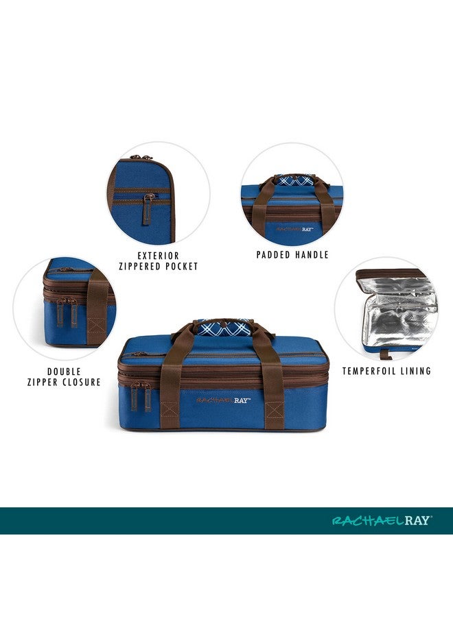 Rachael Ray Expandable Lasagna Lugger Insulated Casserole Carrier, Fits 9"x13" Baking Dish, Navy - Image 2