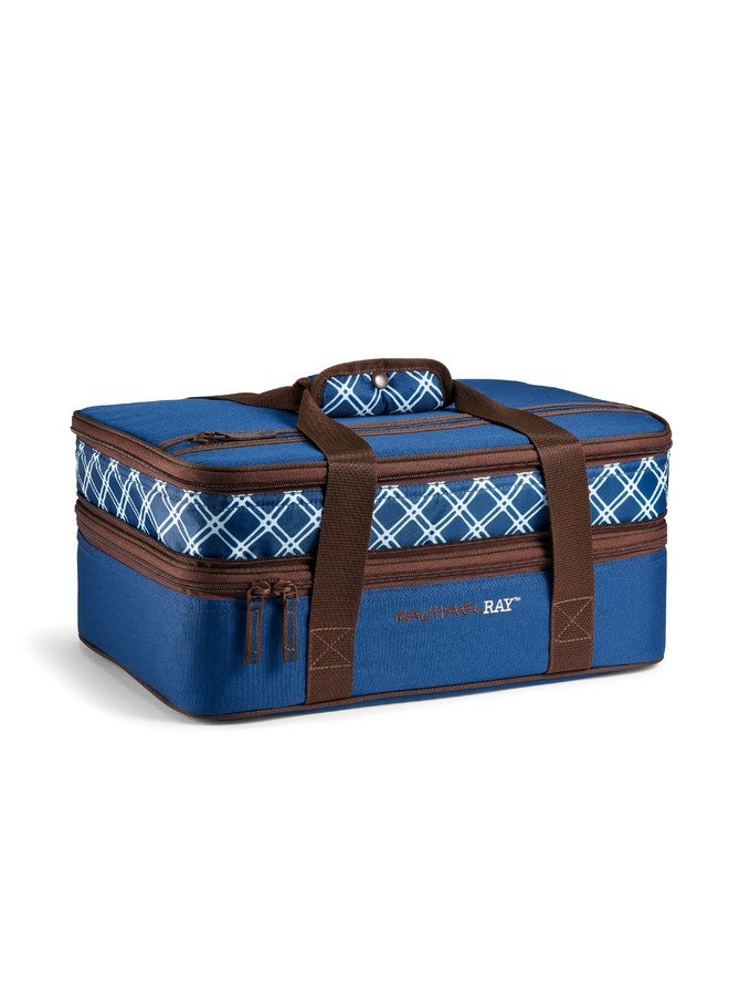 Rachael Ray Expandable Lasagna Lugger Insulated Casserole Carrier, Fits 9"x13" Baking Dish, Navy - Image 1