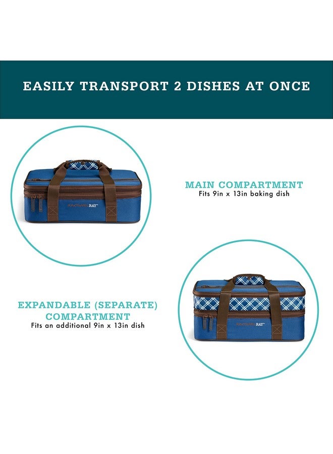 Rachael Ray Expandable Lasagna Lugger Insulated Casserole Carrier, Fits 9"x13" Baking Dish, Navy - Image 5