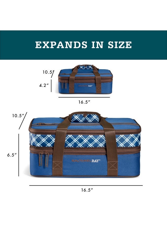 Rachael Ray Expandable Lasagna Lugger Insulated Casserole Carrier, Fits 9"x13" Baking Dish, Navy - Image 3