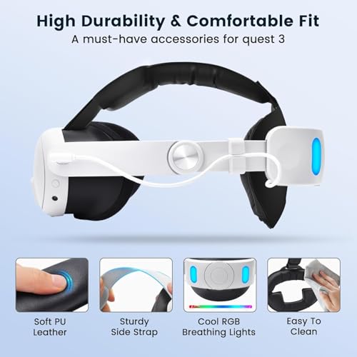 New World VR Head Strap with 10000mAh Battery Pack for Me-ta Quest 3/Quest 3S VR Headset,Quest 3/3S Accessories Adjustable Headstrap Replacement with Digital Display, LED Indicator Lightweight - Image 4