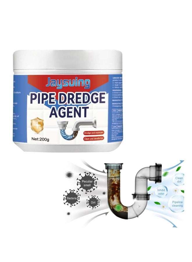 Pipe Dredge Agent Bathroom Drain Cleaner Powerful Pipe Excavator Kitchen Sink Drain Cleaner Home Sewer Toilet Kitchen Dredging Deodorant Clogged Channel Agent Deep Cleaning Quick Effect 200g - Image 1
