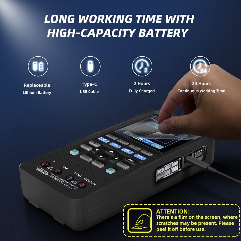 Hantek 2D72 Handheld Oscilloscope 70MHz Waveform Generator Multimeter 3 in 1 Multifunction Tester 2CH+AFG+DMM Comes with 2 Probes