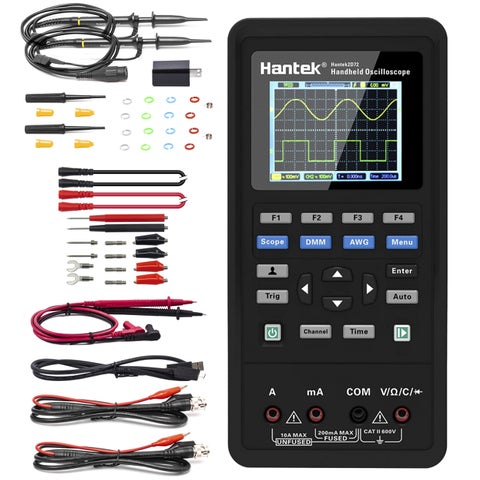 Hantek 2D72 Handheld Oscilloscope 70MHz Waveform Generator Multimeter 3 in 1 Multifunction Tester 2CH+AFG+DMM Comes with 2 Probes