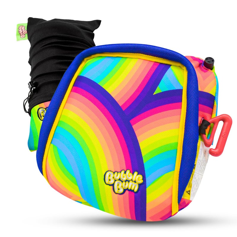 bubblebum Inflatable Backless Booster Car Seat, Portable Travel Booster Seat, Booster Seats for Cars 40-100 lbs Kids, Foldable Compact Car Seat, Child/Toddlers 4-10 Years Old - Rainbow - Image 1