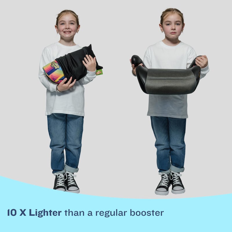 bubblebum Inflatable Backless Booster Car Seat, Portable Travel Booster Seat, Booster Seats for Cars 40-100 lbs Kids, Foldable Compact Car Seat, Child/Toddlers 4-10 Years Old - Rainbow - Image 5