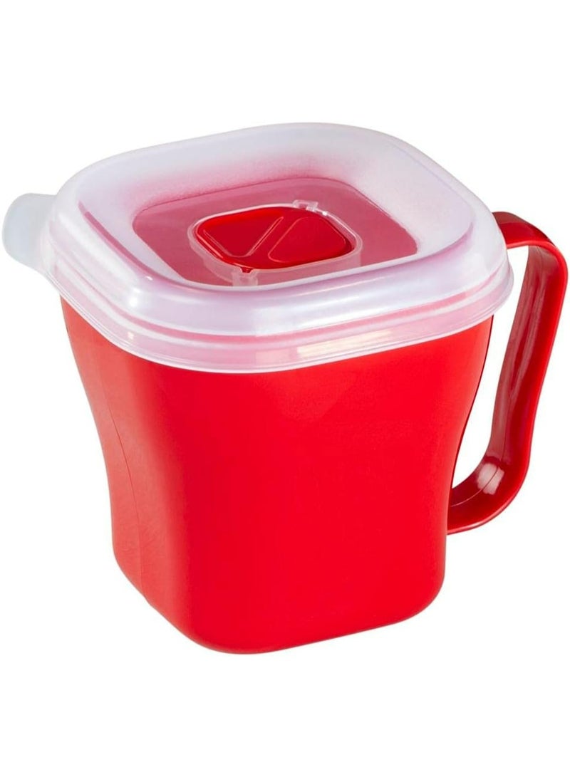 Xavax Microwave Mug with Lid, Airtight, 600ml, Red Plastic - Image 1