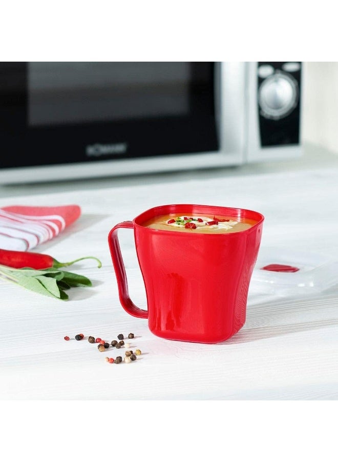 Xavax Microwave Mug with Lid, Airtight, 600ml, Red Plastic - Image 3