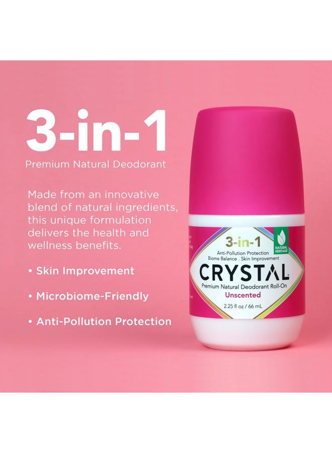 CRYSTAL ESSENCE Crystal 3-in-1 BioHealth Deodorant, Unscented, Natural Odor Protection with Aloe & Hyaluronic Acid, Microbiome-Friendly, Moisturizing, Anti-Pollution Formula (2.25 Fl Oz) - Image 2