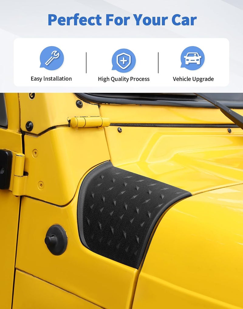 DSWSQ 2pcs Side Hood Armor Corner Cowl Cover Guards Fit for Jeep Wrangler TJ 1997-2006 Engine Hood Armor Cowl Cover Body Armor Corner Guards - Image 2