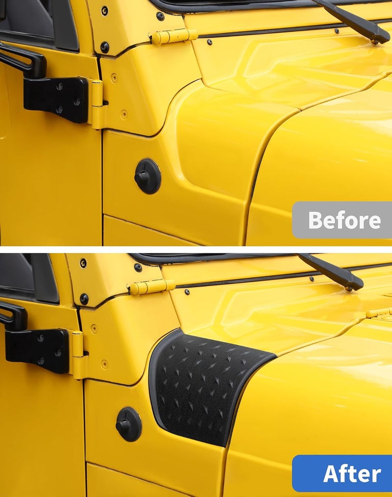 DSWSQ 2pcs Side Hood Armor Corner Cowl Cover Guards Fit for Jeep Wrangler TJ 1997-2006 Engine Hood Armor Cowl Cover Body Armor Corner Guards - Image 4
