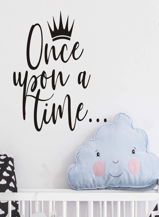 JURUOXIN Once Upon a time with Crown Wall Sticker Art Vinyl Home Quote Decals for Kids Girl Princess Room Nursery Decoration House Interior Design YMX38 (Black, 42X38CM) - Image 3