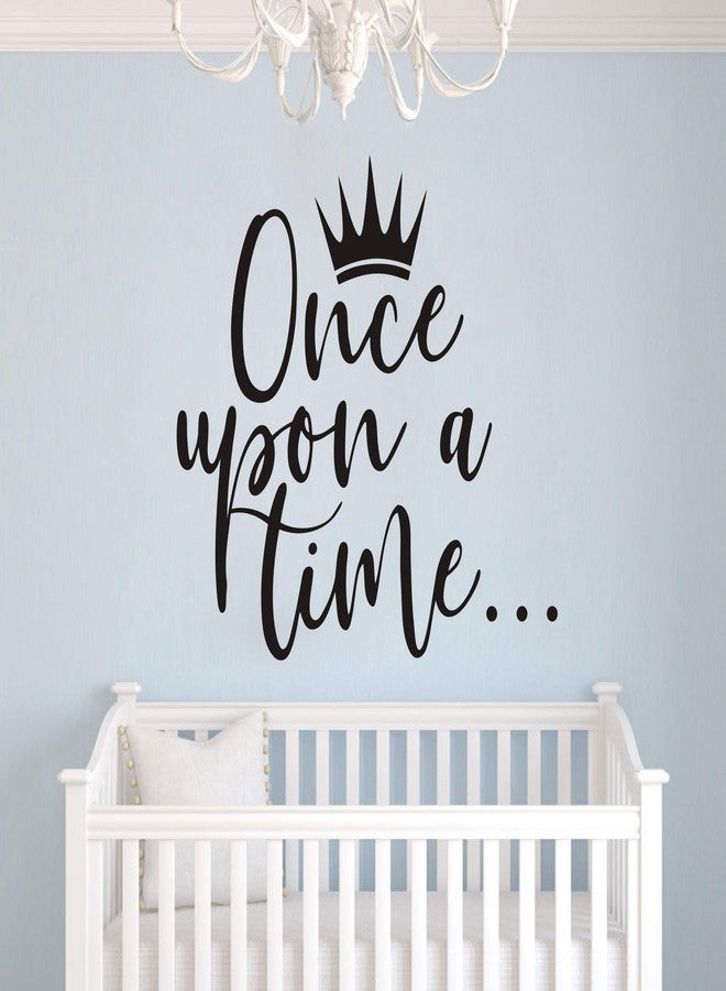 JURUOXIN Once Upon a time with Crown Wall Sticker Art Vinyl Home Quote Decals for Kids Girl Princess Room Nursery Decoration House Interior Design YMX38 (Black, 42X38CM) - Image 2