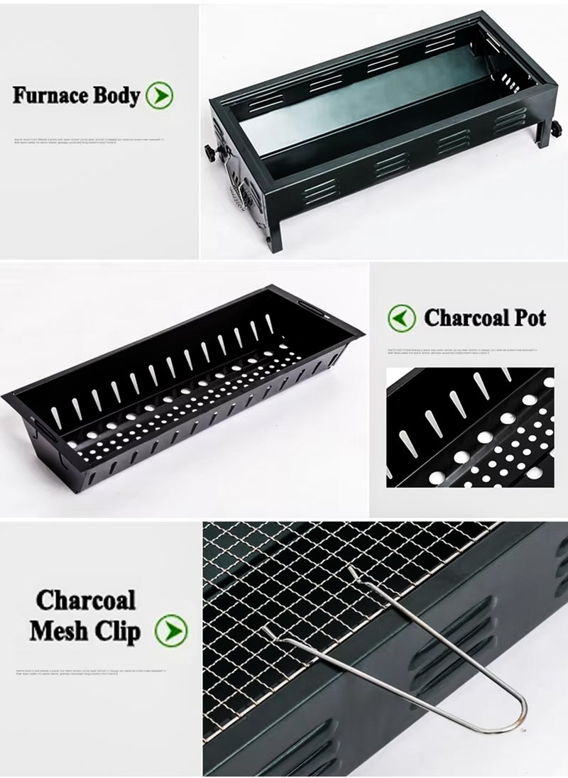 Stainless Steel Portable Large Capacity Japanese Charcoal BBQ Grill 66x30cm Foldable Barbecue Rack with Stand Anti-Scald Mesh Grill Clip for 5-15 People, Ideal for Camping, Hiking, Picnics, Party and Garden Backyard Mutton Kebabs Chicken Sausage Beef Boti Cooking - pzsku/ZEC6344ABF18114E294E8Z/45/_/1726320379/324f2d3f-2a72-4c4b-9508-9a441a9cd840