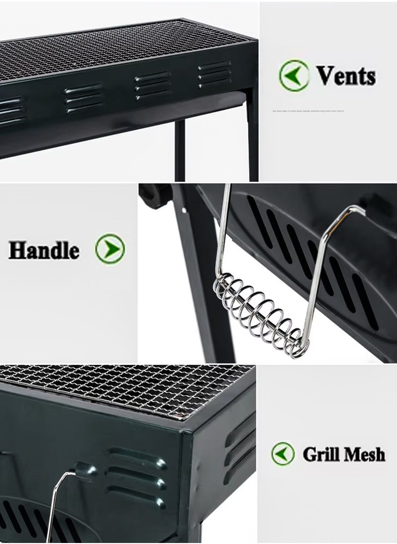 Stainless Steel Portable Large Capacity Japanese Charcoal BBQ Grill 66x30cm Foldable Barbecue Rack with Stand Anti-Scald Mesh Grill Clip for 5-15 People, Ideal for Camping, Hiking, Picnics, Party and Garden Backyard Mutton Kebabs Chicken Sausage Beef Boti Cooking - pzsku/ZEC6344ABF18114E294E8Z/45/_/1726320407/62c64371-5a48-49f9-8b33-b17e7f8a1dd0