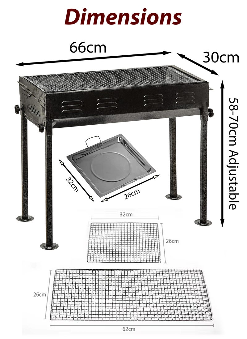 Stainless Steel Portable Large Capacity Japanese Charcoal BBQ Grill 66x30cm Foldable Barbecue Rack with Stand Anti-Scald Mesh Grill Clip for 5-15 People, Ideal for Camping, Hiking, Picnics, Party and Garden Backyard Mutton Kebabs Chicken Sausage Beef Boti Cooking - pzsku/ZEC6344ABF18114E294E8Z/45/_/1726320409/8f0a3f09-a9a0-4ea9-b83e-17006d6be609