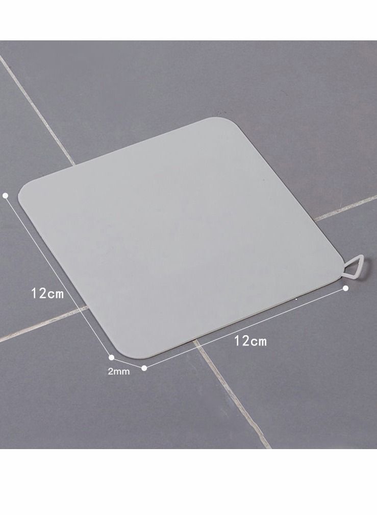 4 Pcs Drain Cover, Bathroom Drain Plugs Tub Stopper Sewer Drain Cover Mat Silicone Deodorant Pad Shower Drain Stopper Floor Drain Anti-odor Pad Mat, for Kitchen, Laundry, Toilet, Grey (12cm*12cm) - Image 1