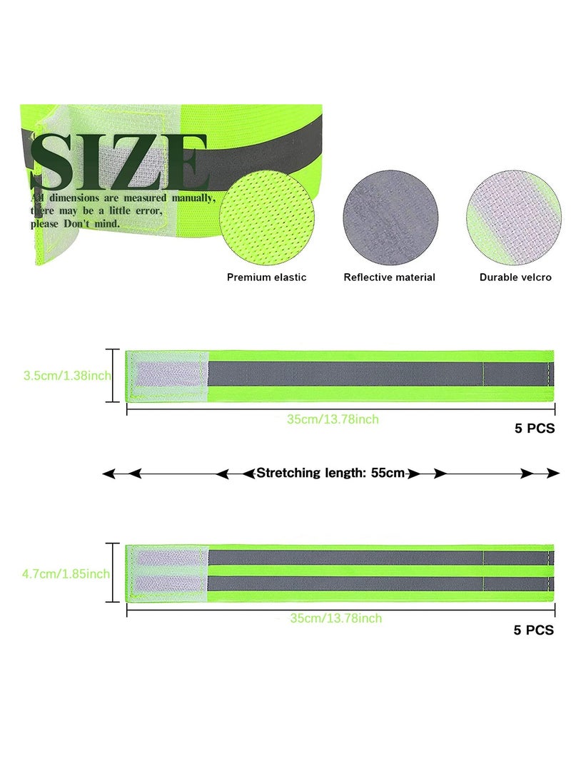 Barakah 10 قطع أحزمة فيلكرو العاكسة، سوار قابل للتعديل العاكس، للمشي الليلي، وركوب الدراجات والجري (أخضر) - Image 2