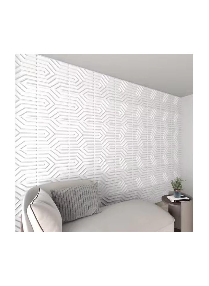 Generic - Black Matt White PVC 3D Wall Panels – Geometric Matte Design, 50x50cm (12 Pack), Modern Decorative Panels for Living Room, Bedroom, Office, and Commercial Spaces - Image 1