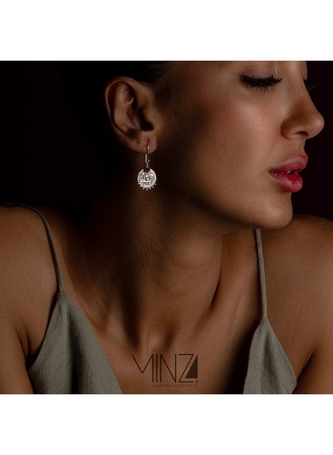 Minza ” The King ” Pure 925 Sterling Silver, Red Agate stone, Handmade Earrings for Women, Dangle and Drop Earrings, 4.00 grams of Silver, Jewelry for Casual & Special Occasion - Image 4