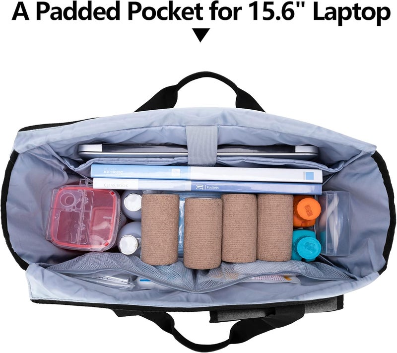 Trunab Nurse Tote Bag for Work with Padded 15.6” Laptop Sleeve, Nurse Bag for Hospice Visit, Home Health Care - Image 3