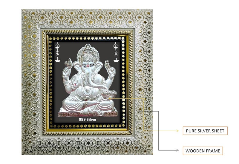 ARTSMINE 999 Pure Silver Ganesha Frame with Purity Certificate Resale Value Size HL 86 8 Inch Pooja Room Wedding Corporate Gift Home Decor Door Entrance - Image 4